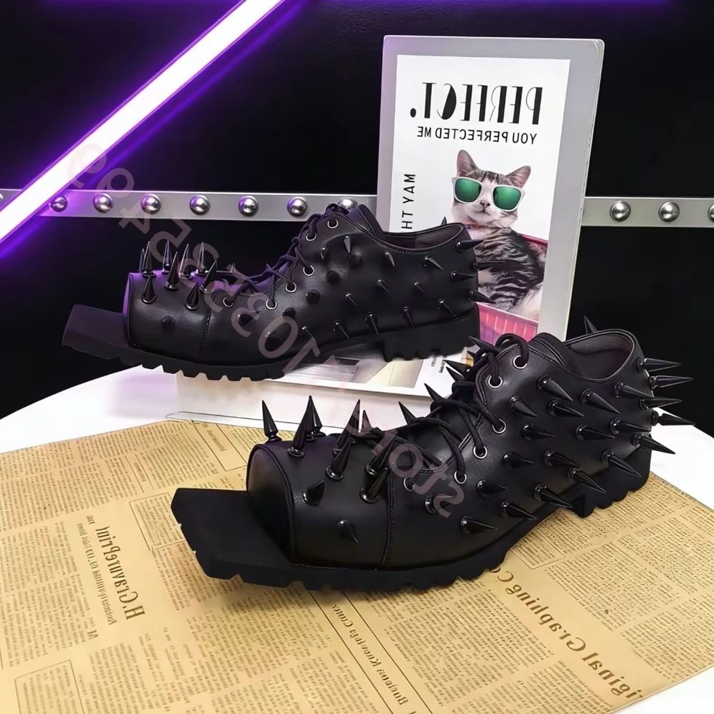 Women's Black Leather Hog Toe  - Street Fashion Y2K recension och pris